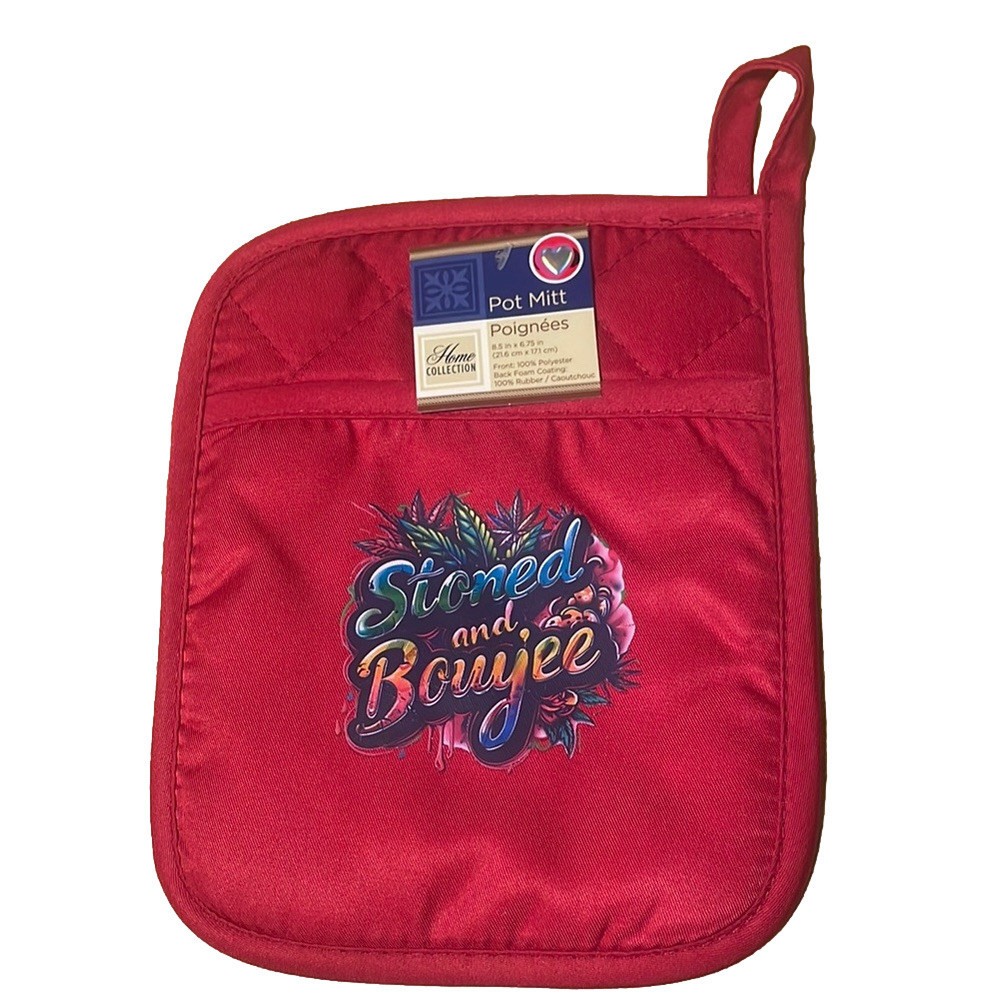 Stoned and Boujee Pot Mitt- Red